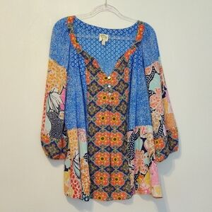 Fig and Flower Multicolor Bohemian Blouse